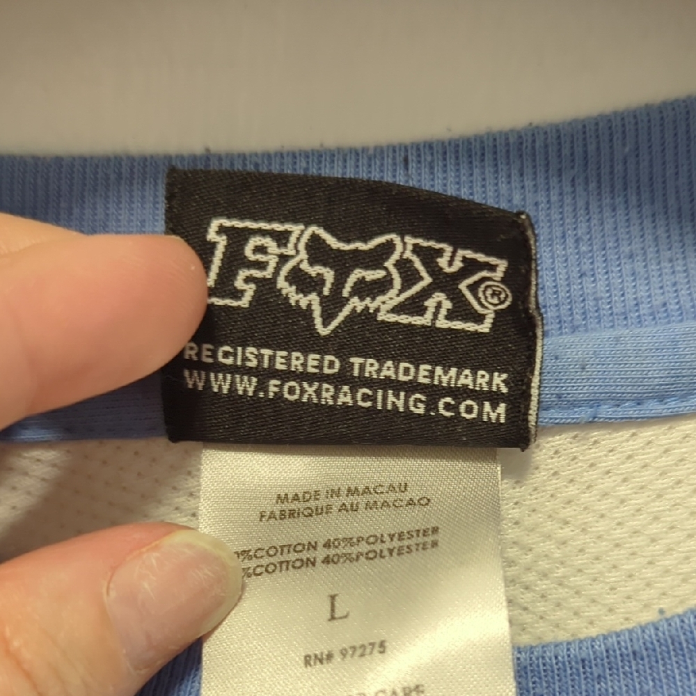 Fox Men's Long Sleeve Shirt - Navy and Light Blue - Picture 9 of 9